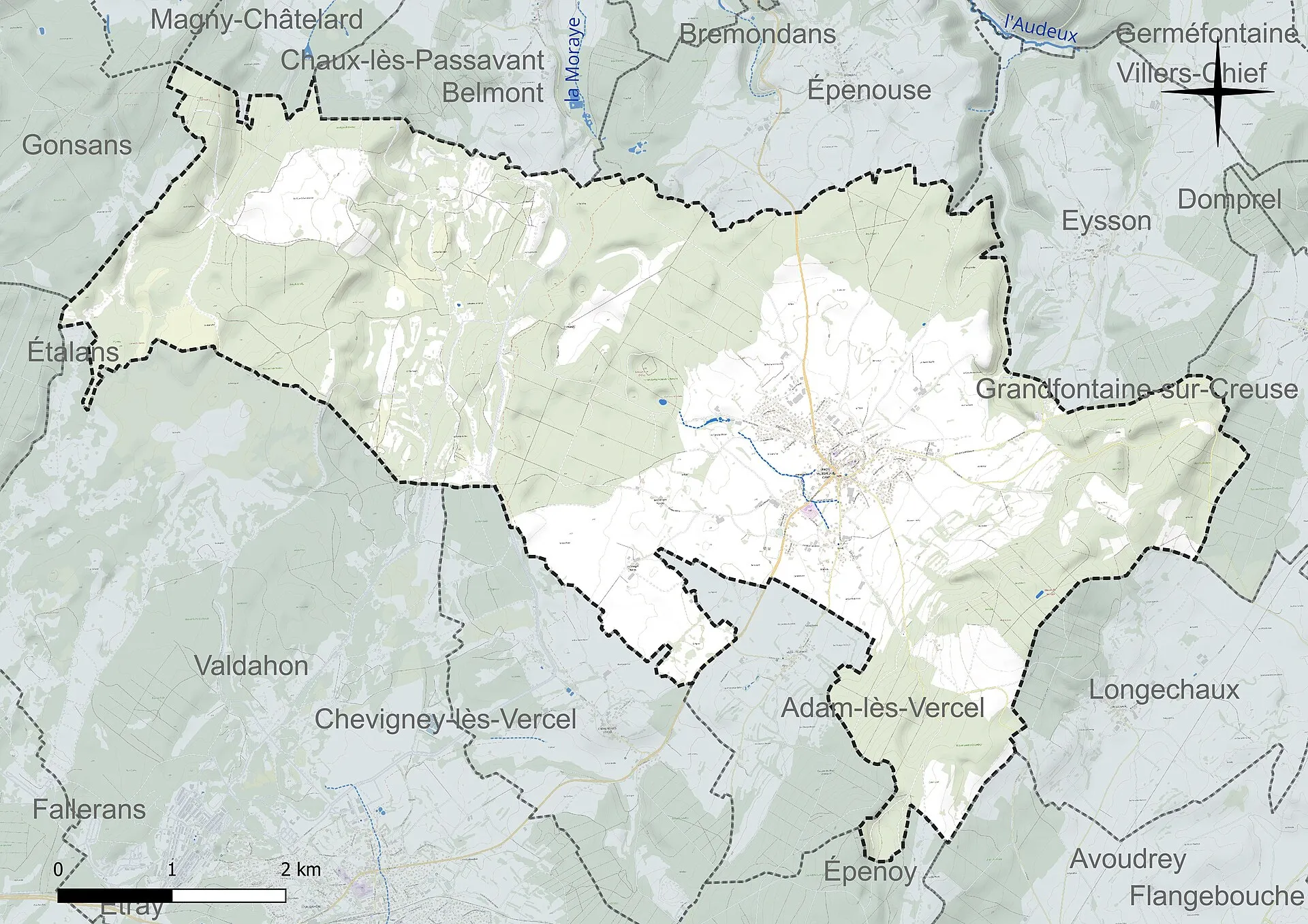 Le centre de Vercel-Villedieu-le-Camp, dans le Doubs